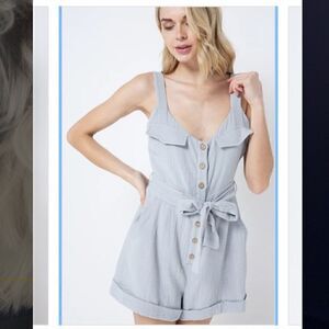 Akaiv Anthropologie Button Down Belted Romper